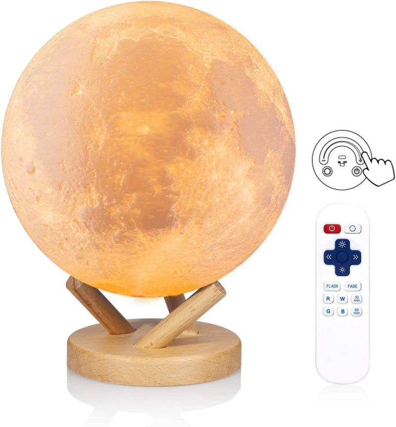 DTOETKD Moon Lamp, 16 Colors 3D Printed Moon Lights Kids Night Light with Stand, Time Setting, Remote & Touch Control, USB Rechargeable, Birthday Gifts for Boys Girls Friends Lover Home & Garden > Lighting > Night Lights & Ambient Lighting DTOETKD 7 inch moon  