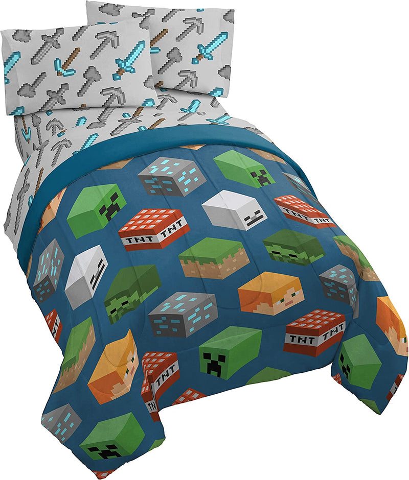 Jay Franco Minecraft Isometric 5 Piece Full Bed Set - Includes Comforter & Sheet Set - Bedding Features Creeper - Super Soft Fade Resistant Polyester - (Official Minecraft Product) Home & Garden > Linens & Bedding > Bedding Jay Franco & Sons, Inc.   