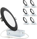 POPANU 6-Inch LED Recessed Slim Downlight Canless Ceilling Lights with Junction Box, IC Rated ETL 12W 1027Lm Dimmable LED Panel Light, Black Finish (Daylight (5000K), 6 Pack) Home & Garden > Lighting > Flood & Spot Lights POPANU Black Finish (Cool White (4000k)) 6 Pack 