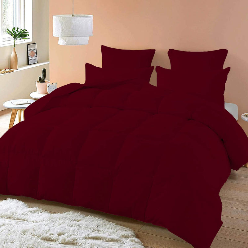 Gokoco Comforter - 100% Egyptian Cotton 600 Thread Count 400GSM Fiber Fill 3Pcs Comforter Set, Queen/Full Size (90" X 90") Inch, Burgundy Solid Home & Garden > Linens & Bedding > Bedding > Quilts & Comforters GoKoCo Burgundy 3Pcs - Full/Queen (90" x 90") 