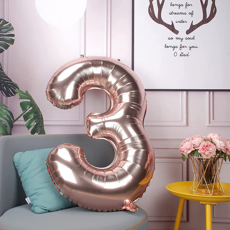 Rose Gold 30 Number Balloons Big Giant Jumbo Large Number 30 Foil Mylar Balloons for Women Men 30Th Birthday Party Supplies 30 Anniversary Events Decorations