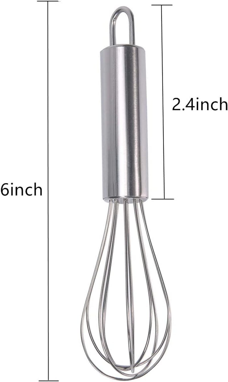 Huakai Stainless Steel Small Whisk for Cheese, Coffee, Eggs, Very Handy (6 Inches)