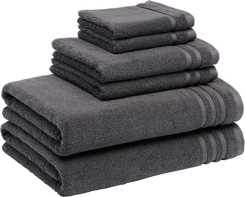 Cotton Bath Towels, Made with 30% Recycled Cotton Content - 2-Pack, White Home & Garden > Linens & Bedding > Towels KOL DEALS Dark Grey 6-Piece Set 