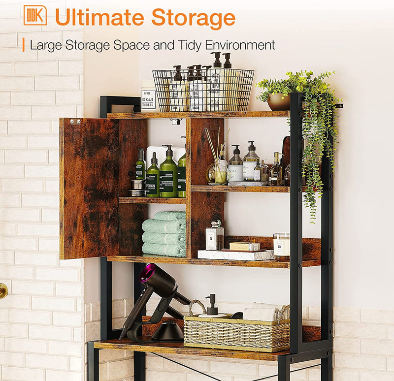 ODK over the Toilet Storage, over Toilet Bathroom Organizer, 3-Tier Bathroom Space Saver with Magnetic Suction Clasp, Freestanding Space Saver Toilet Stands, Rustic Brown Home & Garden > Household Supplies > Storage & Organization ODK   