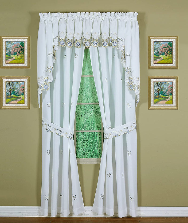 Today'S Curtain Verona Reverse Embroidery Tie-Up Shade, 63", Ecru/Rose Home & Garden > Decor > Window Treatments > Curtains & Drapes Today's Curtain White/Blue Panel Pair 80"W X 72"L 