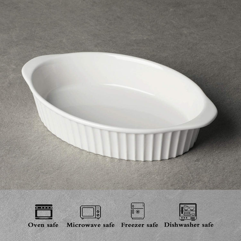 LEETOYI Porcelain Small Oval Au Gratin Pans,Set of 2 Baking Dish Set for 1 or 2 Person Servings, Bakeware with Double Handle for Kitchen and Home,(White) Home & Garden > Kitchen & Dining > Cookware & Bakeware LEETOYI   
