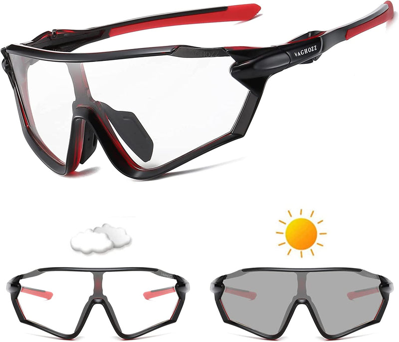 VAGHOZZ Photochromic Cycling Sunglasses for Men Women Unisex UV Protection Eyewear Shades for Driving Fishing Outdoor Running Sporting Goods > Outdoor Recreation > Cycling > Cycling Apparel & Accessories VAGHOZZ Dp5  