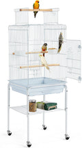 Topeakmart 53.5'' Iron Open Play Top Bird Cage with Stand & Perch for Small Birds Budgies Lovebirds Parakeets, Almond Animals & Pet Supplies > Pet Supplies > Bird Supplies Topeakmart White  