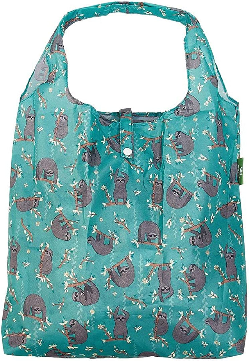 Eco Chic Lightweight Foldable Reusable Shopping Bag | Water Resistant Shopping Tote Bag | Made from Recycled Plastic Bottles Home & Garden > Decor > Decorative Jars ECO CHIC Sloth Blue  