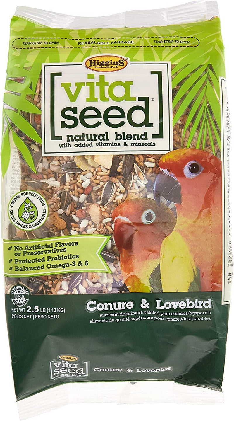 Higgins 2 Pack of Vita Seed Natural Blend Conure and Lovebird Food, 5 Pounds Each Animals & Pet Supplies > Pet Supplies > Bird Supplies > Bird Food Higgins   