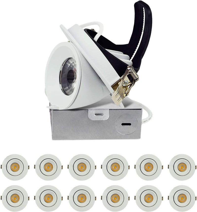 OSTWIN 3 Inch Gimbal LED Recessed Light, Adjustable Eyeball Downlight with Junction Box, 3000K/4000K/5000K, Dimmable Recessed Lighting IC Rated, 8W, 560 Lm, Energy Star, ETL Listed Home & Garden > Lighting > Flood & Spot Lights OSTWIN 3cct 4 Inch, 12 Pack 