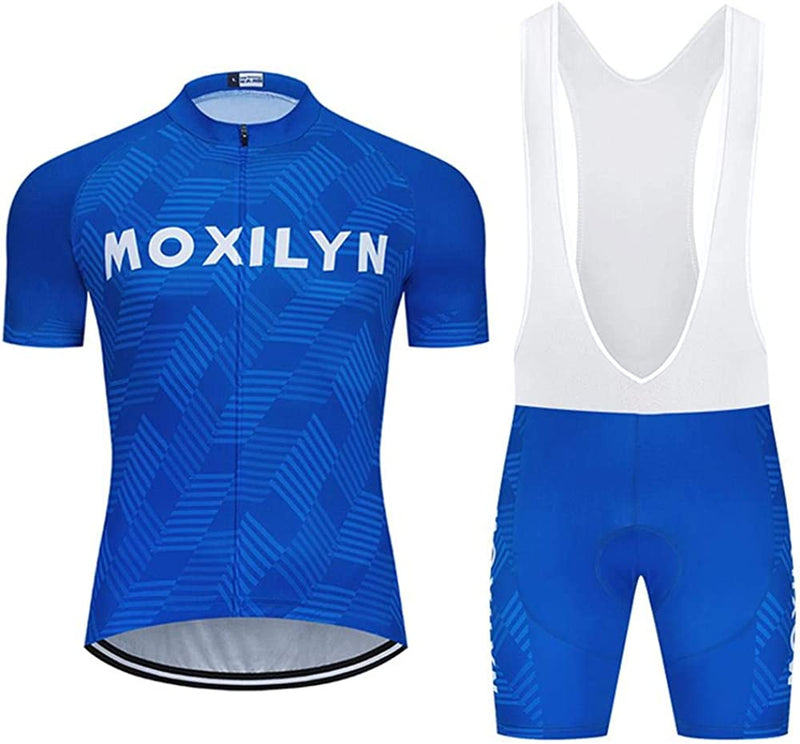 MOXILYN Mens Cycling Jersey MTB Clothes Cycling Kit Bike Shirts and Cycling Bibs Short with 20D Gel Pad Biking Clothing Set Sporting Goods > Outdoor Recreation > Cycling > Cycling Apparel & Accessories MOXILYN Q22s-set 3X-Large 