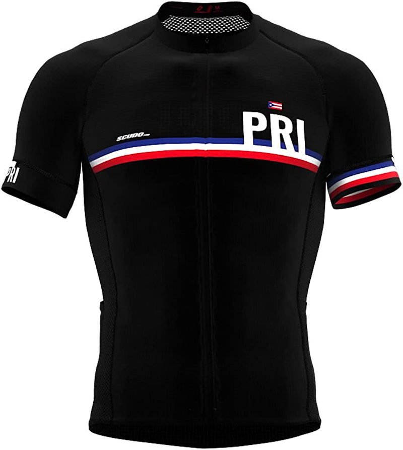 Puerto Rico Code Short Sleeve Cycling PRO Jersey for Men Sporting Goods > Outdoor Recreation > Cycling > Cycling Apparel & Accessories Scudo Sports Wear Black Medium 