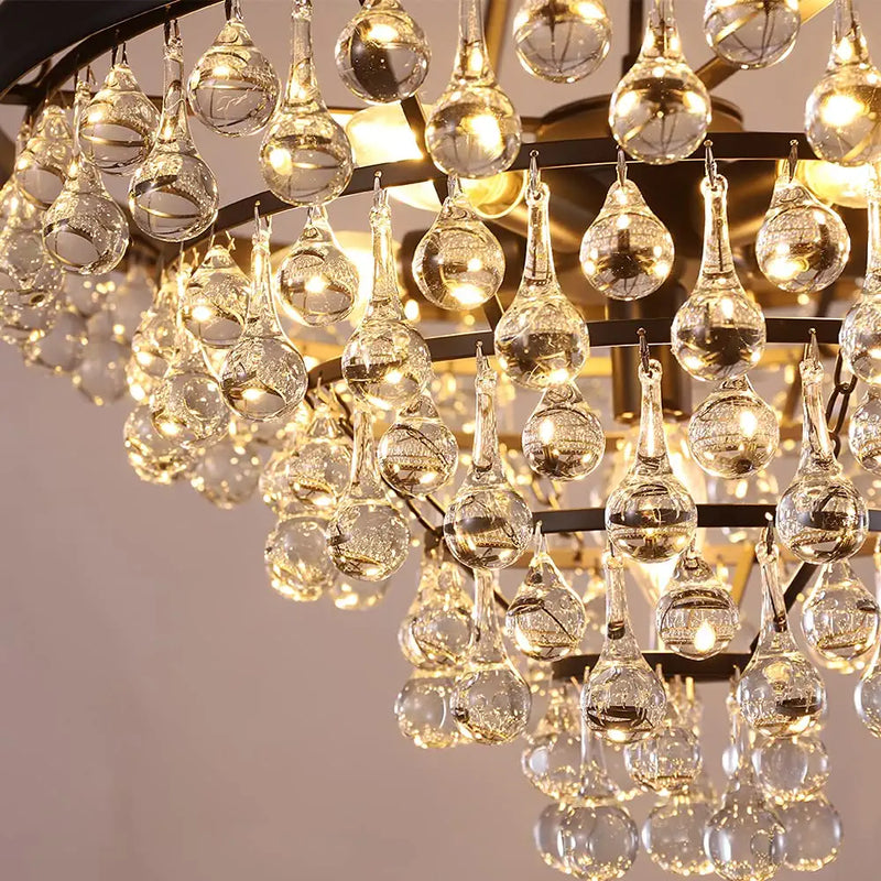 Wellmet Crystal Chandeliers, 6 Lights Modern Chandeliers for Dining Room, Rustic Hanging Ceiling Pendant Lighting Fixture for Foyer, Bedroom, Living Room, Entryway, Kitchen Island, 20”Dia
