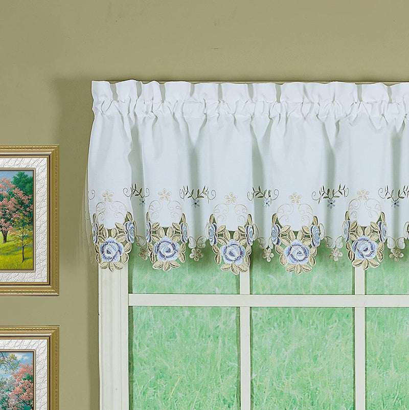 Today'S Curtain Verona Reverse Embroidery Tie-Up Shade, 63", Ecru/Rose Home & Garden > Decor > Window Treatments > Curtains & Drapes Today's Curtain White/Blue Valance 60"W X 14"L 
