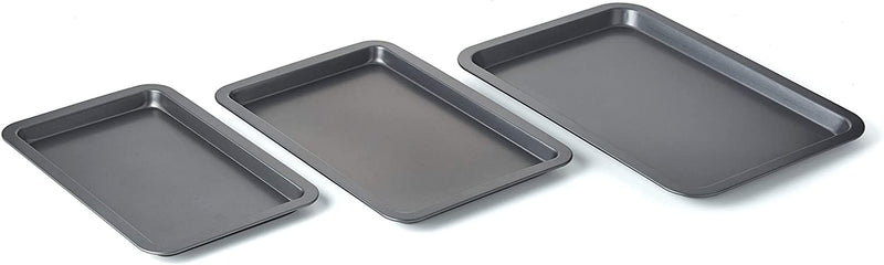 Nifty Set of 3 Non-Stick Cookie and Baking Sheets – Non-Stick Coated Steel, Dishwasher Safe, Oven Safe up to 500 Degrees, Includes Large, Medium, and Small Pans Home & Garden > Kitchen & Dining > Cookware & Bakeware Nifty Solutions Set of 3 Sheets  