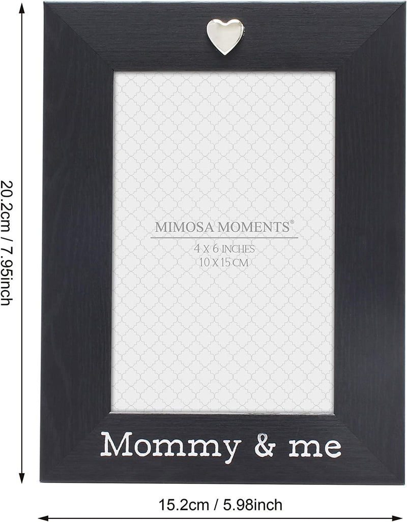 MIMOSA MOMENTS Silver Heart Black Picture Frame for 4X6 Photo (Mommy & Me) Home & Garden > Decor > Picture Frames MIMOSA MOMENTS   