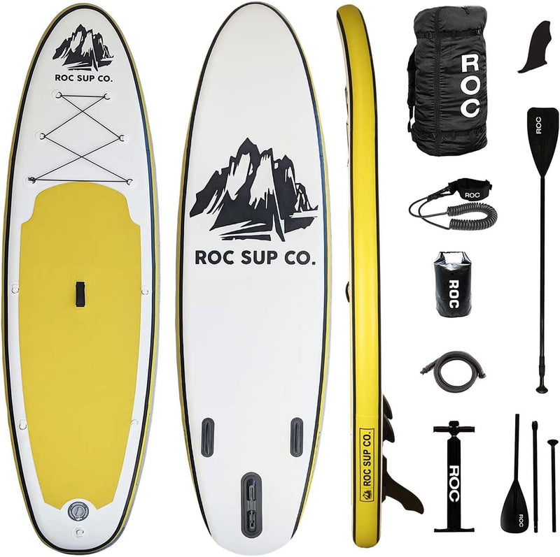 Roc Inflatable Stand up Paddle Boards with Premium SUP Paddle Board Accessories, Wide Stable Design, Non-Slip Comfort Deck for Youth & Adults Sporting Goods > Outdoor Recreation > Winter Sports & Activities Roc Solar  