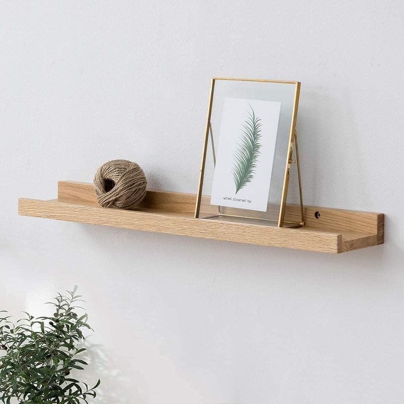 Long Floating Shelf 36 Inch Natural Wood Shelves, Rustic Display Books Picture Ledge Shelf for Wall Mounted, Natural Solid Oak Wood Shelf, Easy to Install, Natural Color, 36 *4 *1.5 (1 Pack) Furniture > Shelving > Wall Shelves & Ledges Recogwood Natural 16 inch 