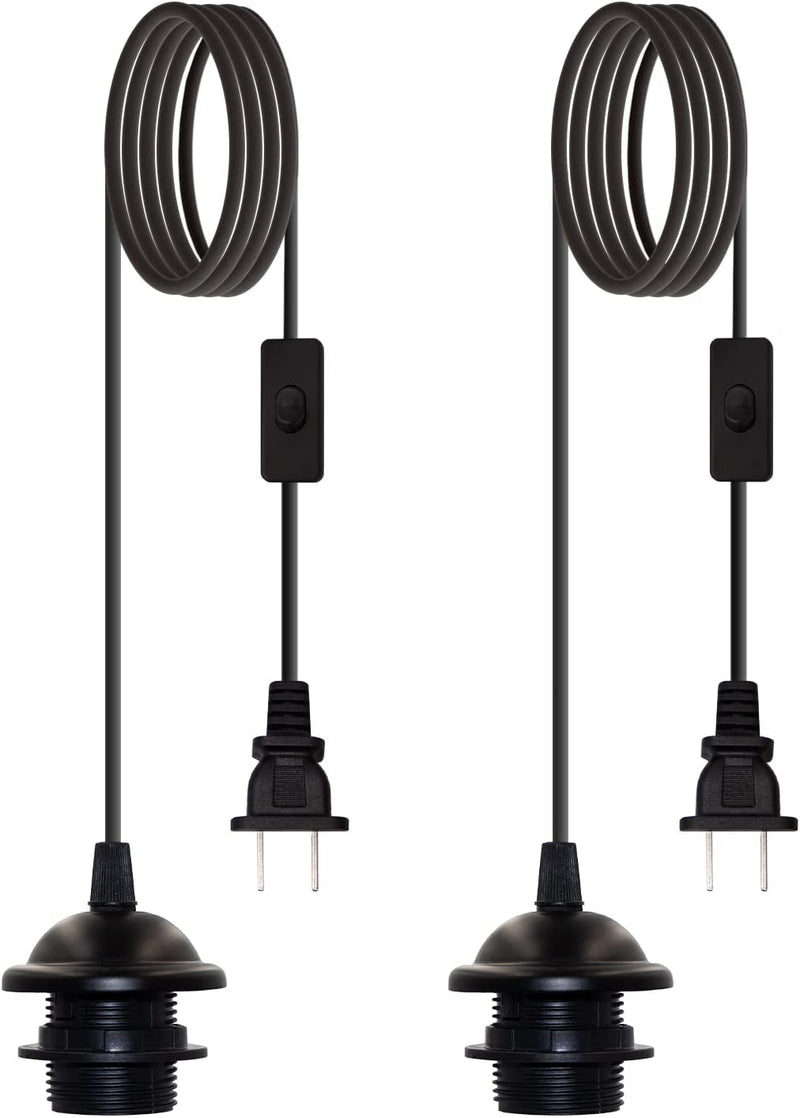 2 Pack Pendant Light Cord Light Bulb Socket,Pendant Lighting DIY Plug in Lamp Fixture,Hanging Lamp Extension Cable Fit E26 E27 Light Socket,White Home & Garden > Lighting > Lighting Fixtures EAGBUB Black  