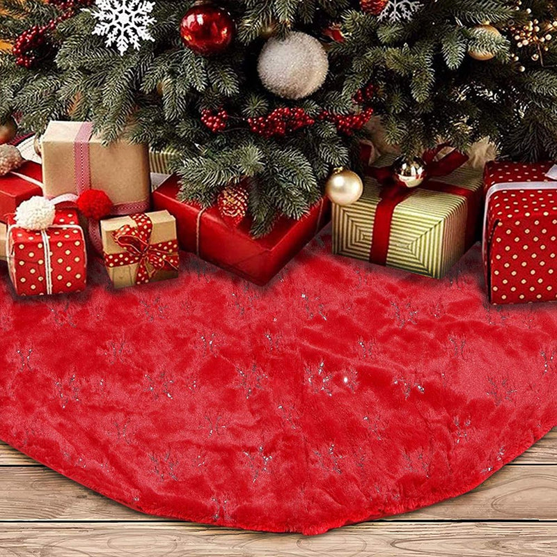 Christmas Tree Skirt - 30 Inches Large Red Tree Skirt with High - End Soft Faux Fur Tree Skirt for Christmas Decorations Indoor Outdoor - Red Home & Garden > Decor > Seasonal & Holiday Decorations > Christmas Tree Skirts VOLTENICK   