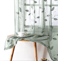 HOMEIDEAS White Sheer Curtains 52 X 63 Inches Length 2 Panels Embroidered Leaf Pattern Pocket Faux Linen Floral Semi Sheer Voile Window Curtains/Drapes for Bedroom Living Room Home & Garden > Decor > Window Treatments > Curtains & Drapes HOMEIDEAS 1-sage Green W52" X L84" 
