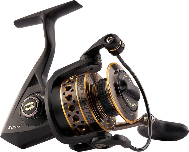 PENN Battle Spinning Reel Kit, Size 5000, Includes Reel Cover and Spare Anodized Aluminum Spool, Right/Left Handle Position, HT-100 Front Drag System Sporting Goods > Outdoor Recreation > Fishing > Fishing Reels Pure Fishing Battle Reel 2500 