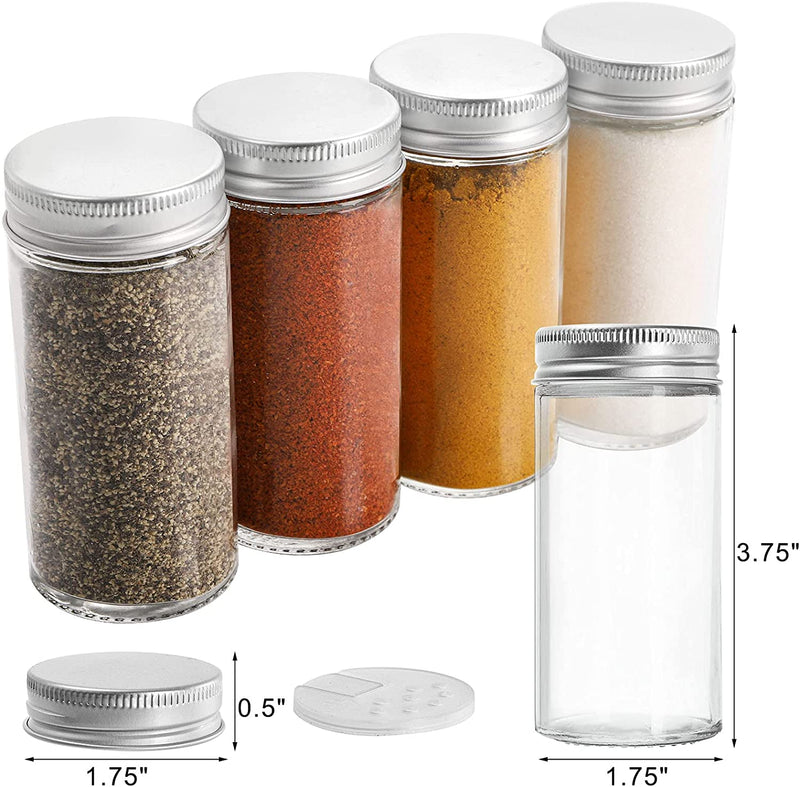 Tebery 12 Pack round Spice Bottles 3Oz Glass Spice Jars with Silver Metal Lids, Shaker Tops, Wide Funnel and Labels Home & Garden > Decor > Decorative Jars Tebery   