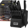 Mccook MC29 Knife Sets,15 Pieces German Stainless Steel Kitchen Knife Block Sets with Built-In Sharpener Home & Garden > Kitchen & Dining > Kitchen Tools & Utensils > Kitchen Knives McCook Black/Black 20 Pieces 