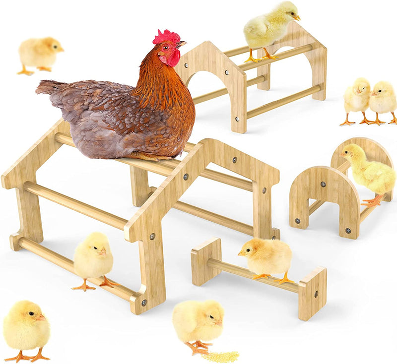 Ensayeer Bamboo Chicken Perch with Mirror, Strong Roosting Bar for Coop and Brooder, Training Perch for Large Bird, Hens, Parrots, Macaw, Easy to Assemble and Clean, Fun Toys for Chicken Animals & Pet Supplies > Pet Supplies > Bird Supplies Ensayeer 4 in 1 Chicken perches  