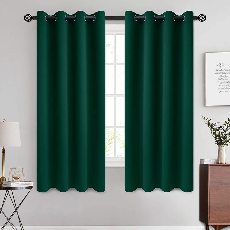 COSVIYA Grommet Blackout Room Darkening Curtains 84 Inch Length 2 Panels,Thick Polyester Light Blocking Insulated Thermal Window Curtain Dark Green Drapes for Bedroom/Living Room,52X84 Inches Home & Garden > Decor > Window Treatments > Curtains & Drapes COSVIYA Dark Green 52W x 63L 