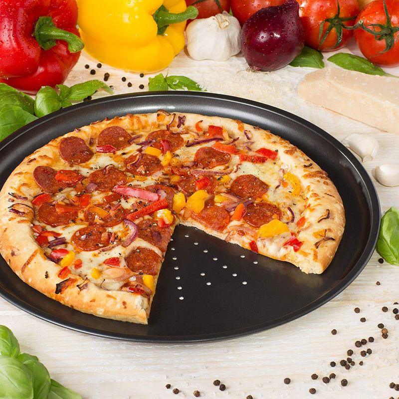 Prochef Non-Stick Large 32.5Cm/12.5Inch Carbon Steel Pizza Tray - Fridge, Zer & Dishwasher Safe with 5 Year - Black Home & Garden > Kitchen & Dining > Cookware & Bakeware Prochef Everyday   