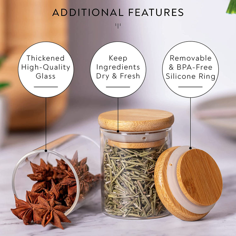 Laramaid 2.5Oz 20Packs Glass Jars Set, Cylinder Spice Jars with Bamboo Lids and Customized Labels, Food Storage Container Canisters for Home Kitchen, Spice, Herbs, Seasoning, Seed, Tea, Sugar, Salt Home & Garden > Decor > Decorative Jars Laramaid   