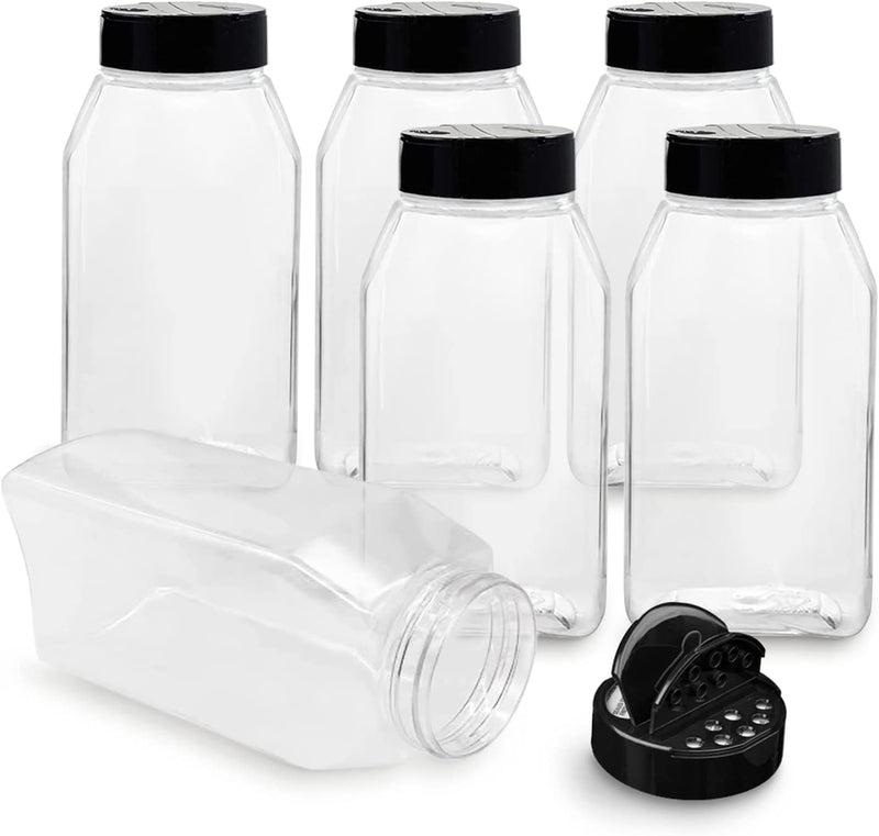 ROYALHOUSE - 6 PACK - 32 Oz with Black Cap - Plastic Spice Jars Bottles Containers ? Perfect for Storing Spice, Herbs and Powders ? Lined Cap - Safe Plastic ? PET - BPA Free - Made in the USA? Home & Garden > Decor > Decorative Jars SALUSWARE   