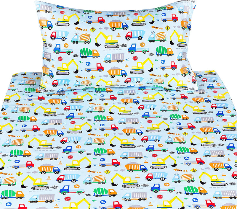 Scientific Sleep Cars Trucks Vehicle Engineering Cute Fun 100% Cotton Cozy Twin Bed Sheet Set, Flat Sheet & Fitted Sheet & Pillowcase Natural Bedding Set (24, Twin) Home & Garden > Linens & Bedding > Bedding Scientific Sleep   