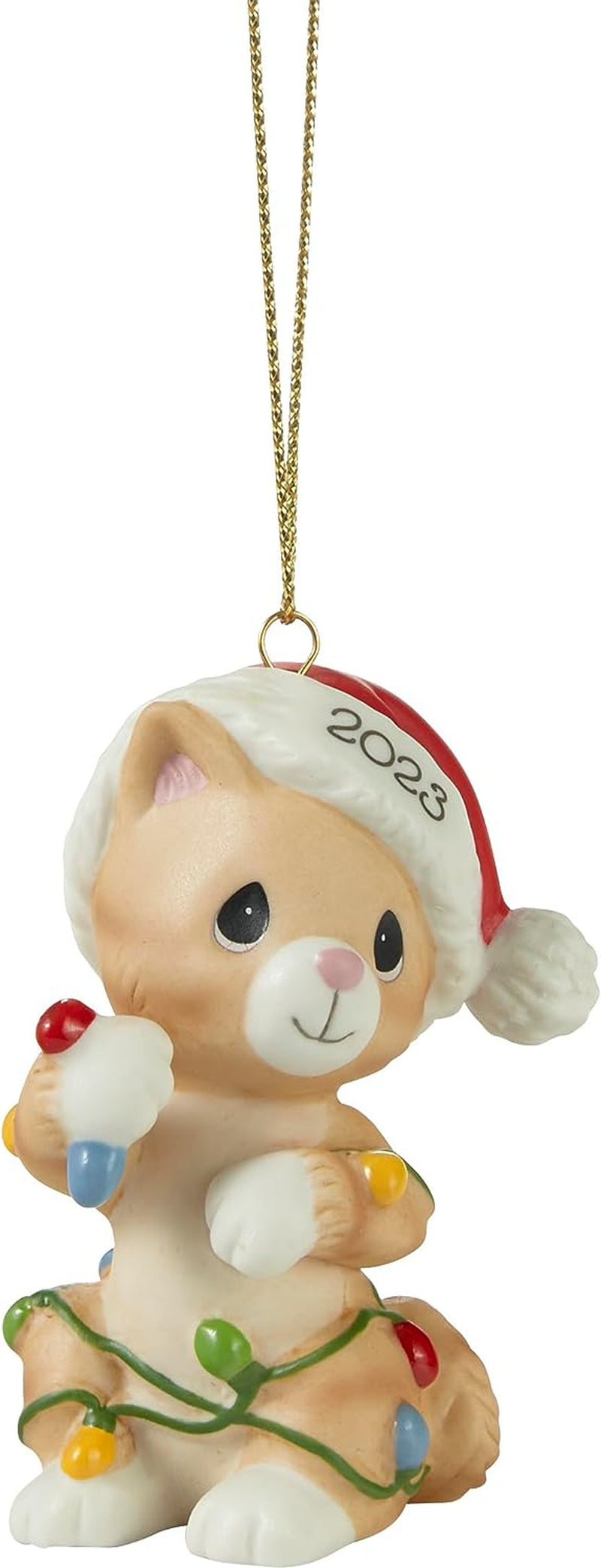Precious Moments 231007 Tangled in Christmas Fun 2023 Dated Cat Bisque Porcelain Ornament  Precious Moments   