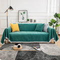 DREAMINGO Sofa Covers, Striped Texture Yellow Couch Cover, Chenille Couch Cover for Dogs, Universal Couch Covers for 3 Cushion Couch Sofa, Sectional L Shape Couch Furniture Protector Covers, 71X134In Home & Garden > Decor > Chair & Sofa Cushions DREAMINGO Cypress Green XX-Large 71" x 150" 