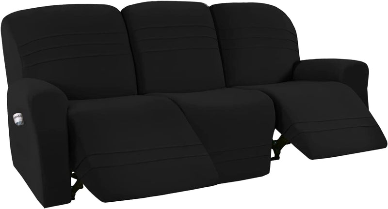 H.VERSAILTEX 2022 New Version 5-Pieces Recliner Sofa Covers Stretch Reclining Couch Covers for 3 Cushion Reclining Sofa Slipcovers Furniture Covers Form Fit Customized Style Thick Soft, Gray Home & Garden > Decor > Chair & Sofa Cushions H.VERSAILTEX Black  