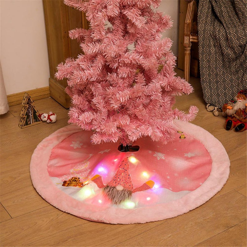 Pink Gnome Christmas Tree Skirts with LED Light 42Inch,Plush Xmas Tree Dress Decoration for Christmas Tree Indoor Outdoor Holiday Party Home & Garden > Decor > Seasonal & Holiday Decorations > Christmas Tree Skirts Ardorlove   