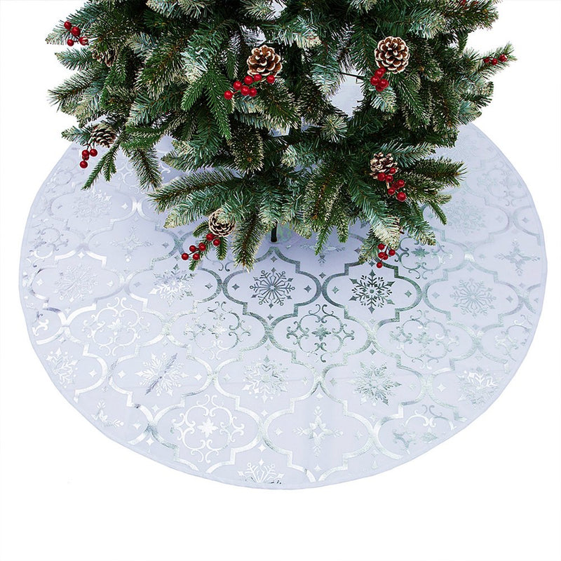 Haillom 48 Inch Red Christmas Tree Skirt Snowflakes Tree Skirt Double Layers Xmas Tree Mat Party Decorations with Stocking Home & Garden > Decor > Seasonal & Holiday Decorations > Christmas Tree Skirts TureClos White  