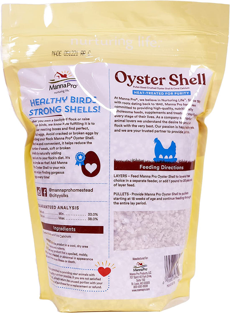 Manna Pro Crushed Oyster Shell | Egg-Laying Chickens | 5 LB Animals & Pet Supplies > Pet Supplies > Bird Supplies > Bird Food TV Non-Branded Items (Pets)   