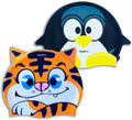 Kids Swimming Cap Silicone Waterproof (2 Pack) HYDRO - Swim Hats Bathing Cap Animal Design for Boys Girls X 2 Sporting Goods > Outdoor Recreation > Boating & Water Sports > Swimming > Swim Caps HYDRO Tiger / Penguin  