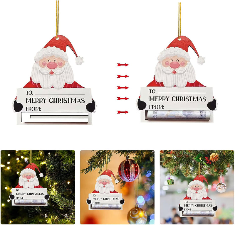 Christmas Hanging Decorations,2022 New Christmas Ornament Money Holder Decoration,Creative Wooden Cash Holders Pendant Ornaments for Xmas Tree Car Accessory Decor  Black Friday Clearance & Cyber Monday Deals 2022   