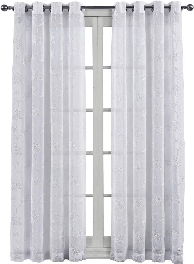 Sheetsnthings Embroidered Brook 108-Inch Wide X 108-Inch Long, Set of 2 Grommet Top Sheer Window Curtains, White Home & Garden > Decor > Window Treatments > Curtains & Drapes Wholesalebeddings Andora- White Set of 2, (54"W x 108"L) Each 