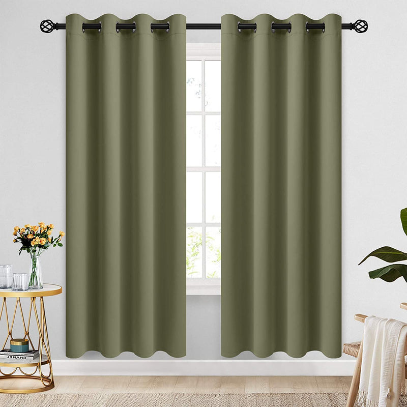 COSVIYA Grommet Blackout Room Darkening Curtains 84 Inch Length 2 Panels,Thick Polyester Light Blocking Insulated Thermal Window Curtain Dark Green Drapes for Bedroom/Living Room,52X84 Inches Home & Garden > Decor > Window Treatments > Curtains & Drapes COSVIYA Sage 52W x 72L 