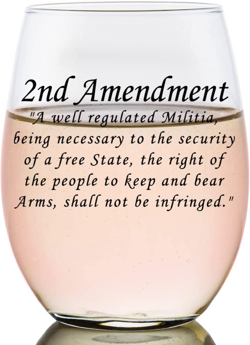 Patriots Cave 2ND Amendment to the Constitution | 2 Oz Bourbon Whiskey Shot Glass | Patriotic Old Fashioned Shot Glasses for Men | Retirement Gifts for Men | 21St Birthday Shot Glass | Made in USA Home & Garden > Kitchen & Dining > Tableware > Drinkware Patriots Cave 2nd Amendment Color | Stemless Wine Glass  