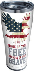 Tervis Made in USA Double Walled Home of the Free Because of the Brave Insulated Tumbler Cup Keeps Drinks Cold & Hot, 24Oz, Clear