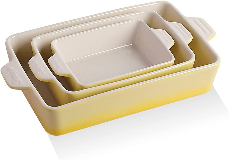 SWEEJAR Ceramic Bakeware Set, Rectangular Baking Dish Lasagna Pans for Cooking, Kitchen, Cake Dinner, Banquet and Daily Use, 11.8 X 7.8 X 2.75 Inches of Casserole Dishes (Navy) Home & Garden > Kitchen & Dining > Cookware & Bakeware SWEEJAR Gradient Yellow  