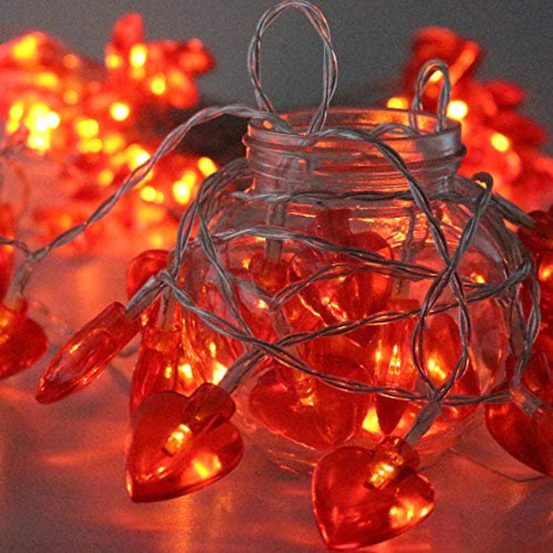 Cokoka Valentine Lights 14 Ft 40 Leds Red Heart Shaped String LED Lights Battery Operated for Valentine'S Day, Mother'S Day, Wedding, Engagement Party Decorations Supplies Home & Garden > Decor > Seasonal & Holiday Decorations Cokoka   
