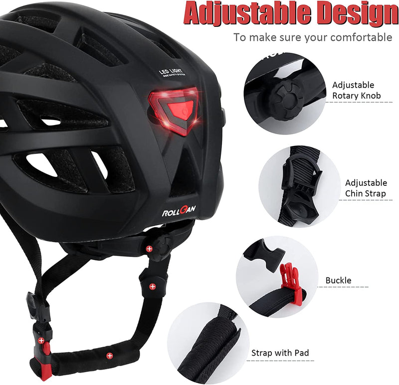 Lightweight Bicycle Helmet, Adult Black Bike Helmets W/Rear Light Safety, Detachable Visor, Adjustable Rotary Knob, Fit for Cycling Sporting Goods > Outdoor Recreation > Cycling > Cycling Apparel & Accessories > Bicycle Helmets HUIZHOU LANOVA OUTDOOR PRODUCT CO., LTD   